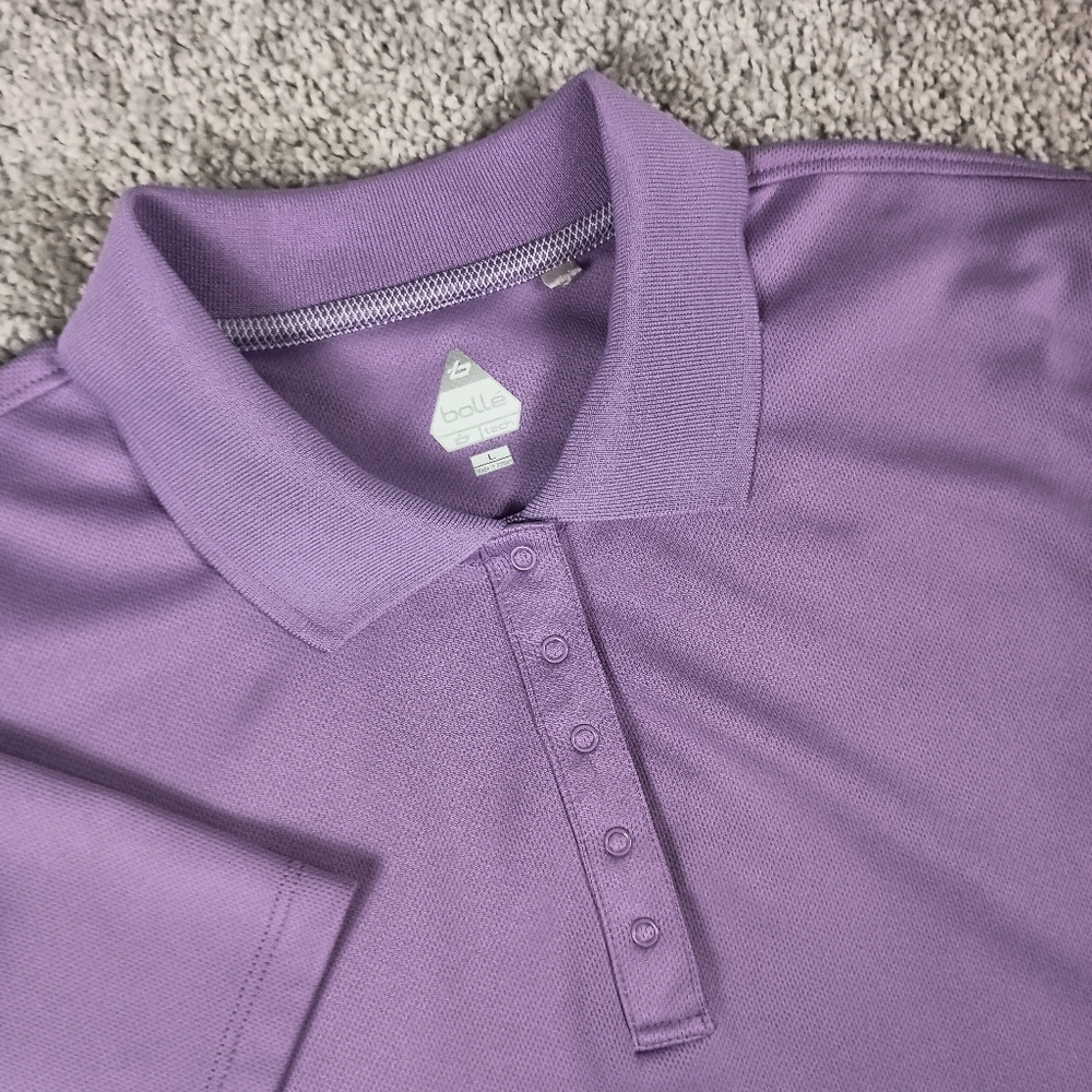Bolle Men's Golf Polo Shirt Purple‎ Snaps Size Large